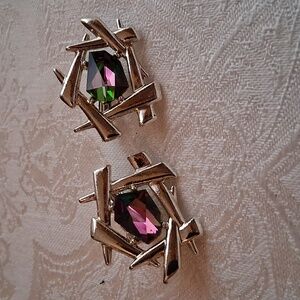 Vintage Sarah Coventry watermelon rhinestone clip-on earrings